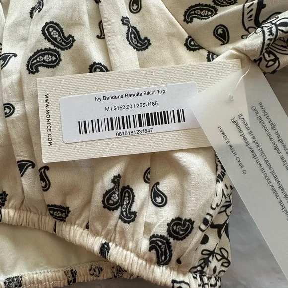 Montce Cream and Black Bandana Bikini Top - Picture 2 of 2
